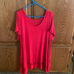 Red top with lace details